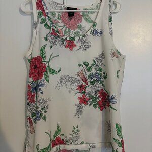 Ann Taylor White Floral Sleeveless Blouse